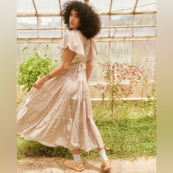 NEW NWT THE GREAT. The Creek Midi Dress Cream Mini Wildflower - Picture 2 of 16